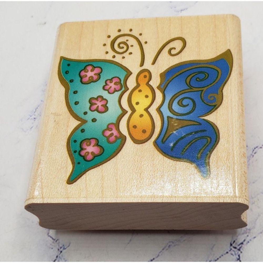 Rubber Stampede Whimsical Butterfly A2381E Wood Mounted Rubber Stamp